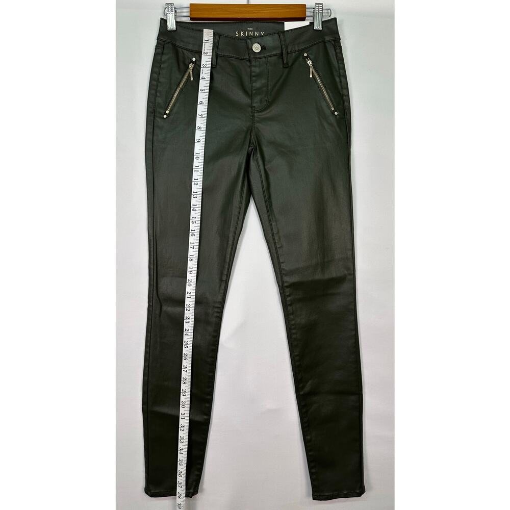 NWT White House Black Market Mid Rise Coated Moto Skinny Jeans Green Size 0R - Picture 9 of 12